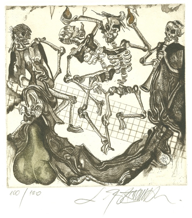 Ets / aquatint van Leo Bednarik (Slovakije) uit 2005